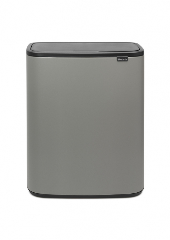 BRABANTIA Touch Bin BO 2 x 30 l szary - kosz do segregacji śmieci stalowy dwukomorowy