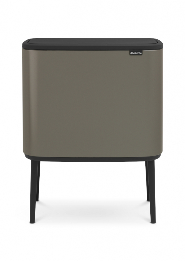 BRABANTIA Touch Bin Bo 3 x 11 l platynowy - kosz do segregacji śmieci stalowy trzykomorowy