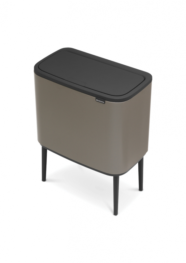 BRABANTIA Touch Bin Bo 3 x 11 l platynowy - kosz do segregacji śmieci stalowy trzykomorowy