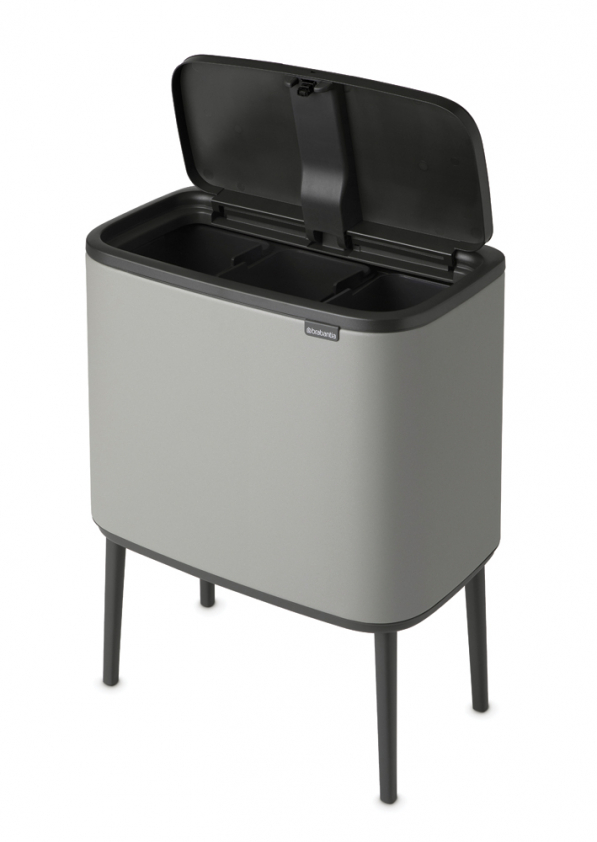 BRABANTIA Touch Bin Bo 3 x 11 l szary - kosz do segregacji śmieci stalowy trzykomorowy