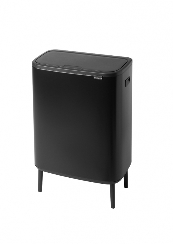 BRABANTIA Touch Bin Bo 2 x 30 l czarny - kosz do segregacji śmieci stalowy dwukomorowy