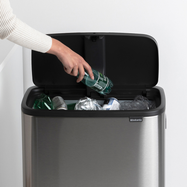 BRABANTIA Touch Bin Bo 60 l srebrny - kosz na śmieci ze stali nierdzewnej