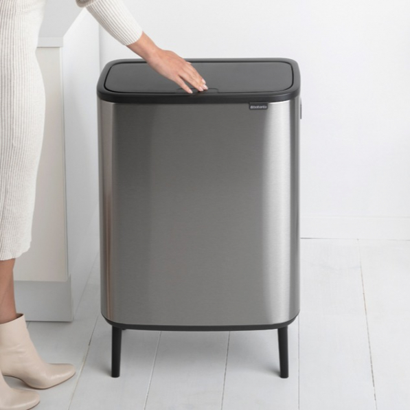 BRABANTIA Touch Bin Bo 60 l srebrny - kosz na śmieci ze stali nierdzewnej