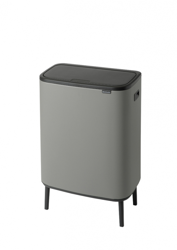 BRABANTIA Touch Bin Bo 60 l szary - kosz na śmieci ze stali nierdzewnej dwukomorowy