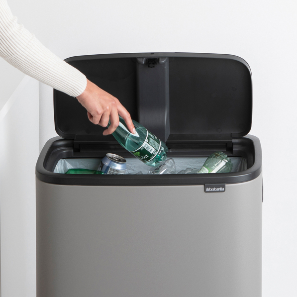 BRABANTIA Touch Bin Bo 60 l szary - kosz na śmieci ze stali nierdzewnej