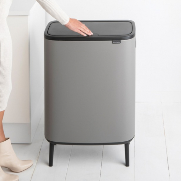 BRABANTIA Touch Bin Bo 60 l szary - kosz na śmieci ze stali nierdzewnej