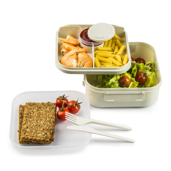 BRANQ Lido 1,6 l biały - lunch box / śniadaniówka ze sztućcami trzykomorowa