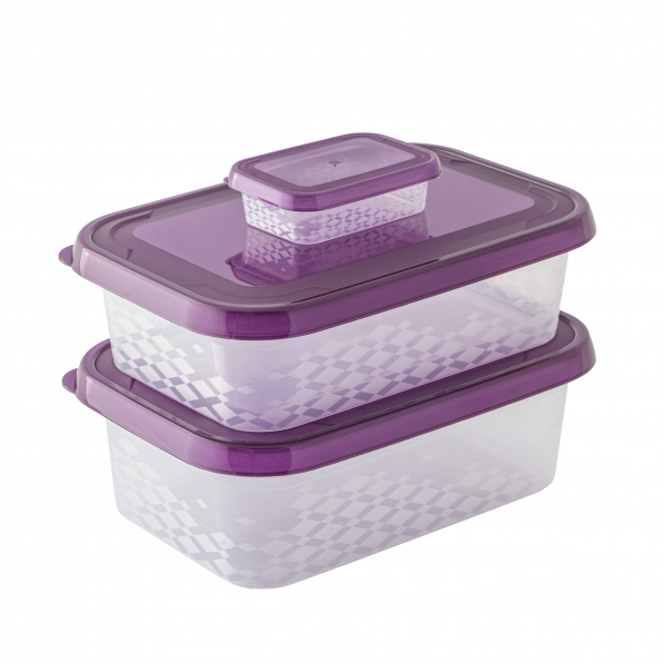 BRANQ Ori 3 szt. fioletowe - pojemniki na żywność plastikowe