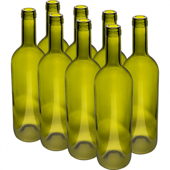 BROWIN Bottle Wine 0,75 l 8 szt. oliwkowe - butelki szklane