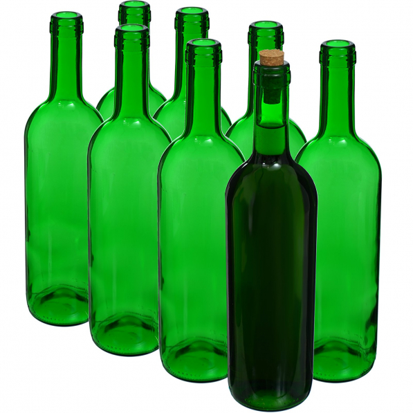 BROWIN Bottle Wine 0,75 l 8 szt. zielone - butelki szklane