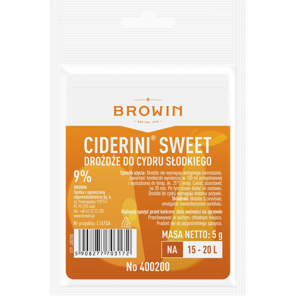 BROWIN Ciderini Sweet 5 g - drożdże winiarskie suszone do cydrów