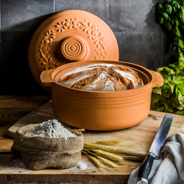 BROWIN Roman Pot 4 l - garnek rzymski gliniany do chleba z pokrywką