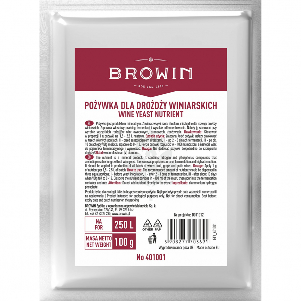 BROWIN Wine 100 g - pożywka dla drożdży winiarskich