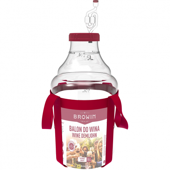 BROWIN Wine Demijohn 15 l - balon do wina plastikowy z akcesoriami