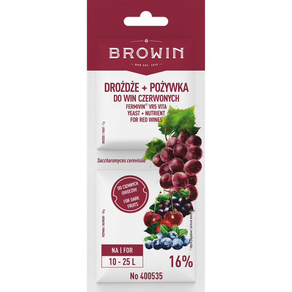 BROWIN Wine Fermivin® VR5 Vita 17 g - drożdże winiarskie suszone + pożywka do wina czerwonego