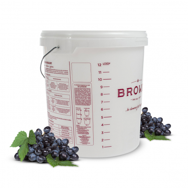 BROWIN Wine Overprint 15 l biały - pojemnik fermentacyjny z pokrywką