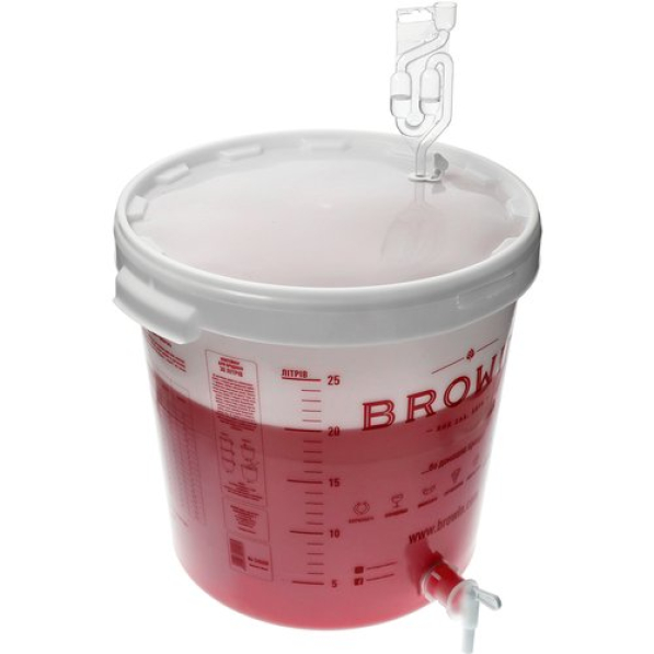 BROWIN Wine Overprint 30 l - pojemnik fermentacyjny z pokrywką, kranem i rurką