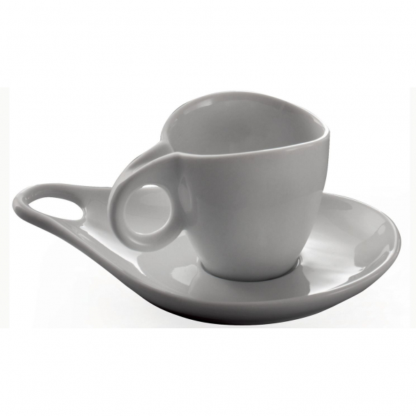 BUGATTI Milla 135 ml 6 szt. szare - filiżanki do kawy i herbaty porcelanowe ze spodkami