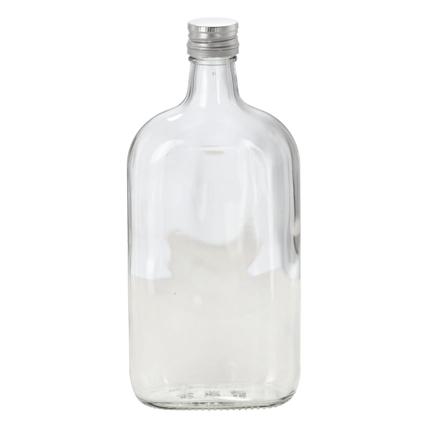 Butelka na nalewkę płaska szklana z nakrętką 0,5 l
