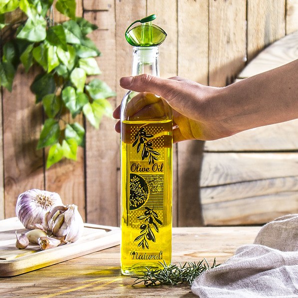 Butelka na oliwę i ocet szklana z dozownikiem NATURAL 0,5 l