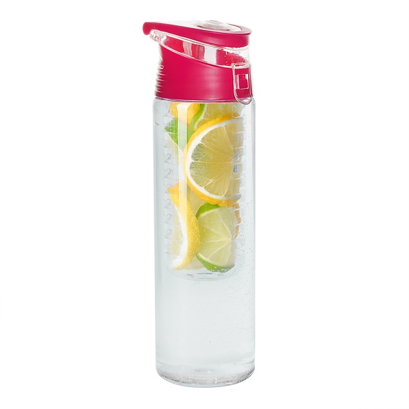 Butelka na wodę i napoje plastikowa z wkładem na owoce FRESH RÓŻOWA 0,7 l