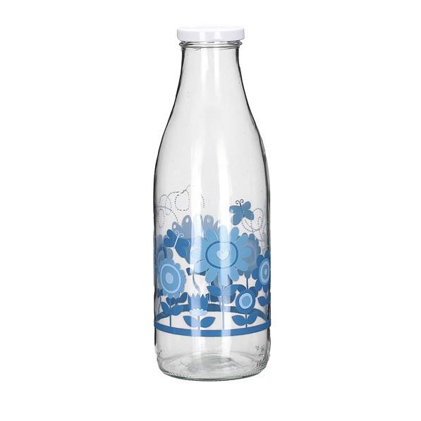 Butelka szklana na mleko NIEBIESKA 1 l
