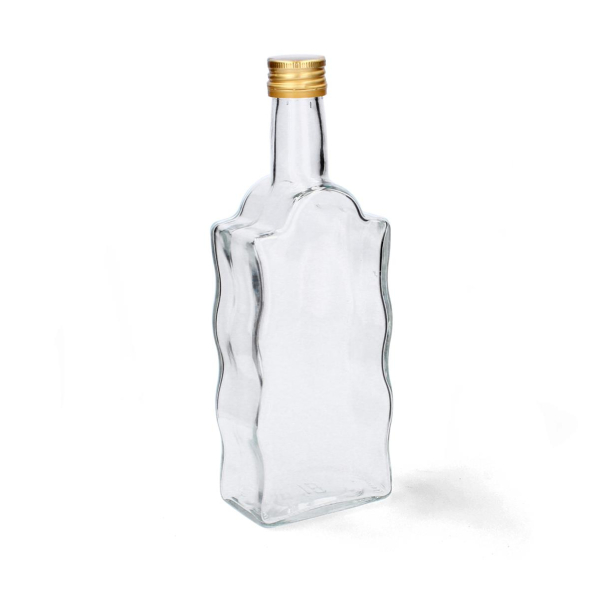 Butelki na nalewkę i sok fala szklane z nakrętkami 0,2 l 5 szt.