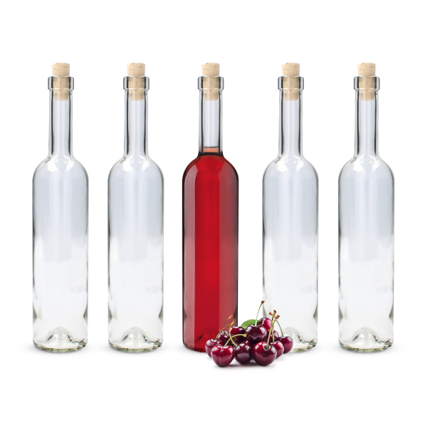 Butelki na nalewkę i sok futura szklane z korkami 0,5 l 5 szt.