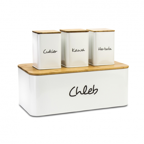 Chlebak metalowy z pojemnikami, deskami, maselnicą i cukiernicą KONIGHOFFER BAMBOO