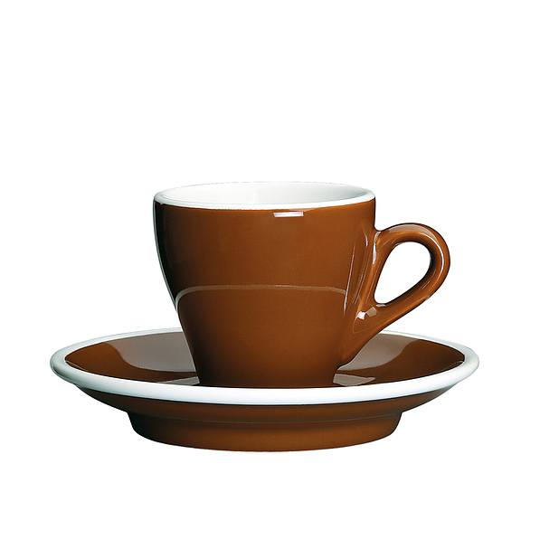 CILIO Milano 50 ml brązowa - filiżanka do espresso porcelanowa ze spodkiem 