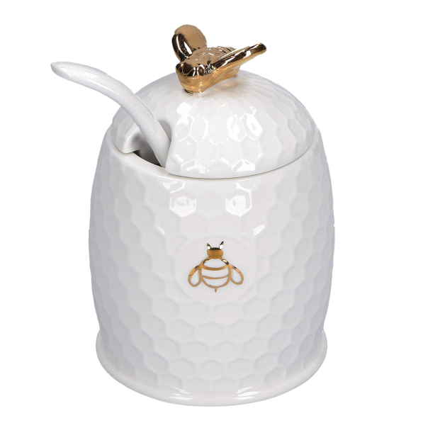 LA PORCELLANA BIANCA Aperegina Oro 200 ml - cukiernica z łyżeczką porcelanowa
