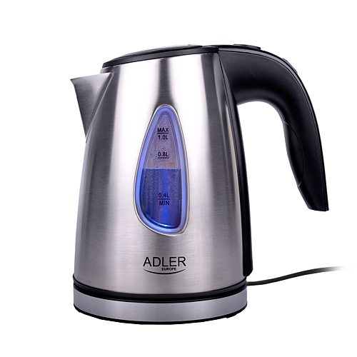 ADLER Electric Kettle 1 l srebrny - czajnik elektryczny bezprzewodowy stalowy