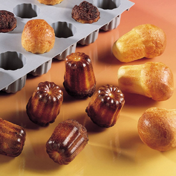 DE BUYER Caneles szara - forma do pieczenia 28 muffinek i babeczek silikonowa