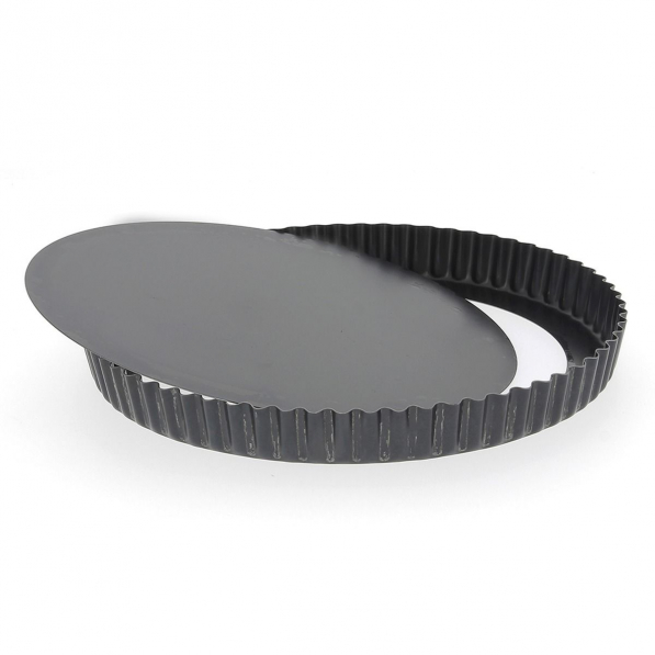 DE BUYER Circle 28 cm czarna - forma do pieczenia tarty z wyjmowanym dnem stalowa 