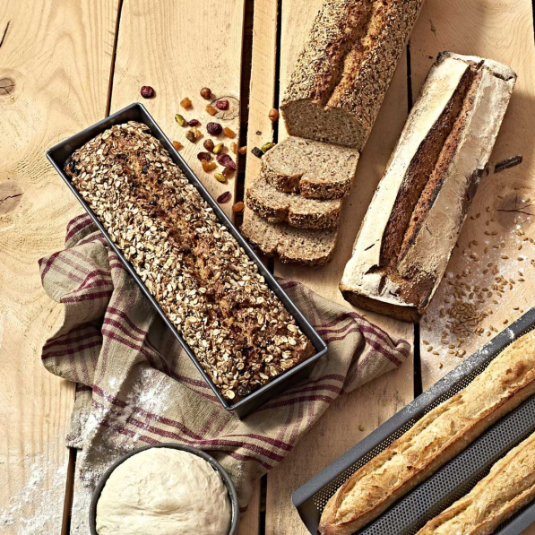 DE BUYER Permet 25 x 10,8 cm szara - keksówka / forma do pieczenia chleba i pasztetu stalowa