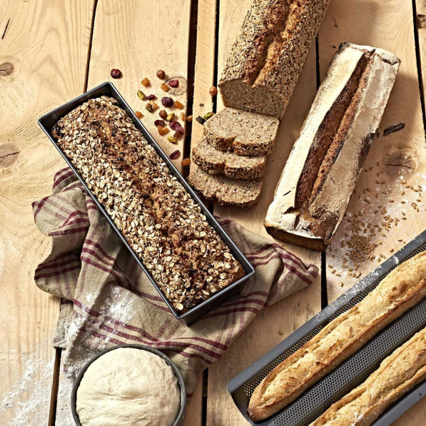 DE BUYER Permet 30 x 10,8 cm szara - keksówka / forma do pieczenia chleba i pasztetu stalowa
