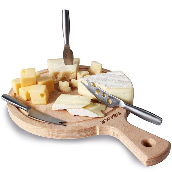 BOSKA Amigo 33,5 cm - deska do serwowania serów i przekąsek drewniana z nożami 