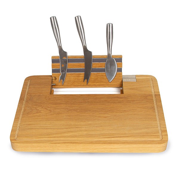 BOSKA Party 34 x 25 cm - deska do serwowania serów i przekąsek drewniana z nożami