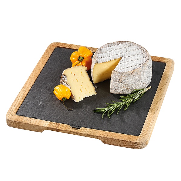 Deska do serwowania serów i przekąsek łupkowa CILIO FORMAGGIO WOODEN GRAFITOWA 23 × 23 cm