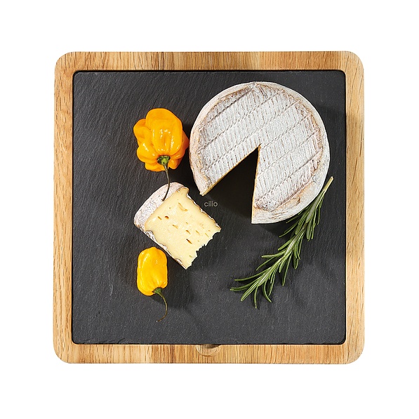 Deska do serwowania serów i przekąsek łupkowa CILIO FORMAGGIO WOODEN GRAFITOWA 23 × 23 cm