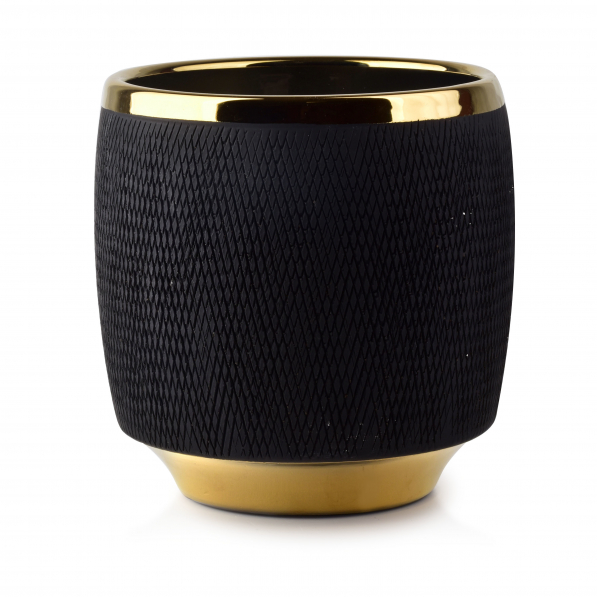 Doniczka / Osłonka na kwiaty ceramiczna MONDEX RORY BLACK CIRCLE 18 cm