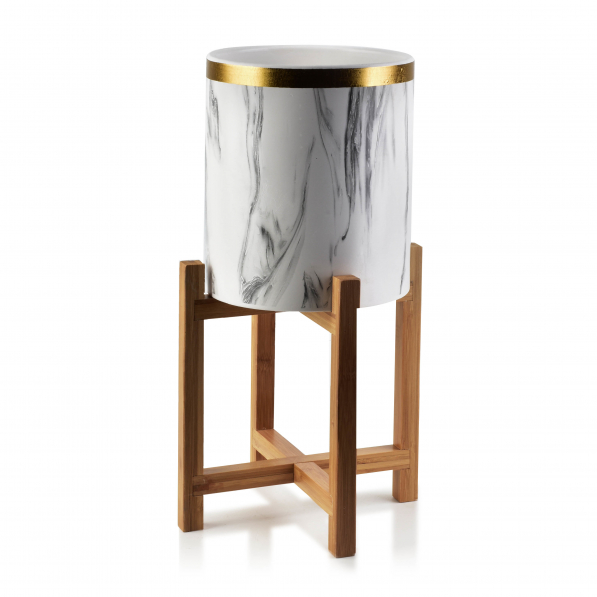 Doniczka / Osłonka na kwiaty ceramiczna na stojaku MONDEX AVA BEIGE 18 cm