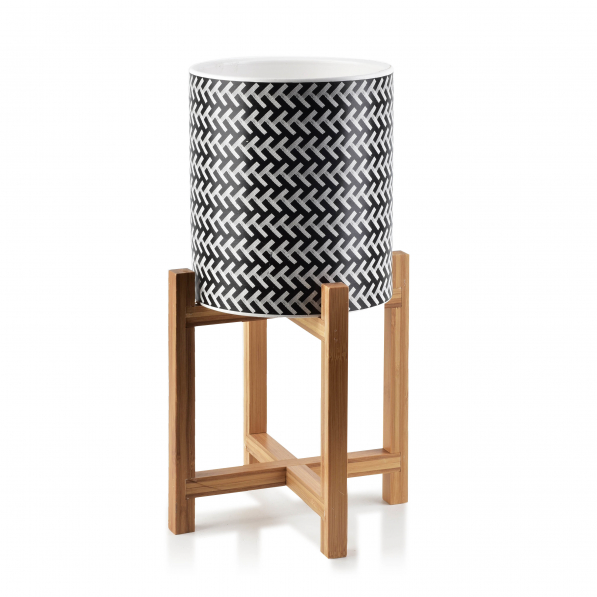 Doniczka / Osłonka na kwiaty ceramiczna na stojaku MONDEX AVA BLACK 18 cm