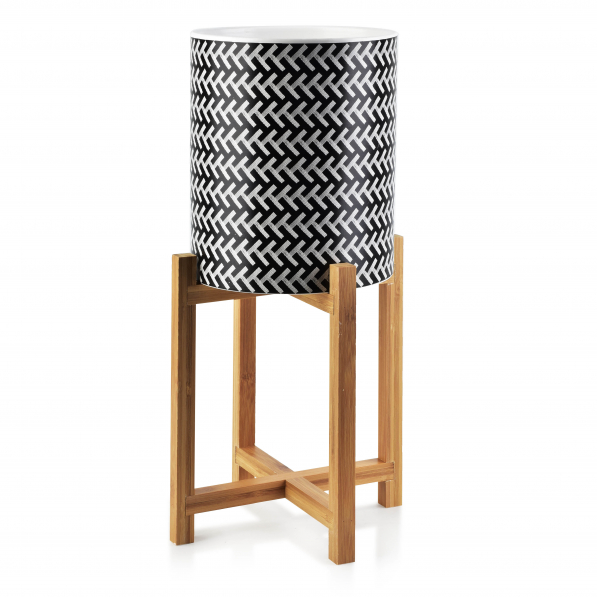 Doniczka / Osłonka na kwiaty ceramiczna na stojaku MONDEX AVA BLACK 20 cm