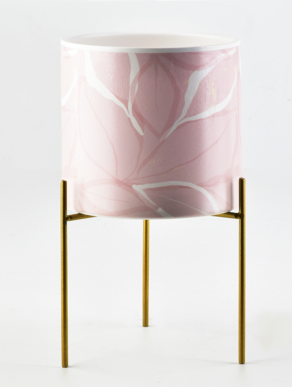 Doniczka / Osłonka na kwiaty ceramiczna na stojaku MONDEX NEVA 12,5 cm