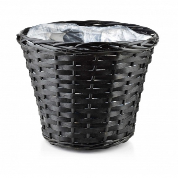 Doniczka / Osłonka na kwiaty wiklinowa MONDEX VANA CZARNA 26 cm