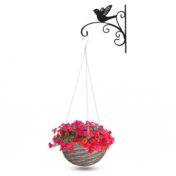 Doniczka / Osłonka na kwiaty wisząca wiklinowa z wieszakiem FLOWER BASKET BIRD 30 cm