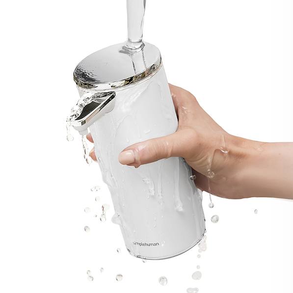 SIMPLEHUMAN Soap 266 ml biały - dozownik do mydła w płynie ze stali nierdzewnej bezdotykowy