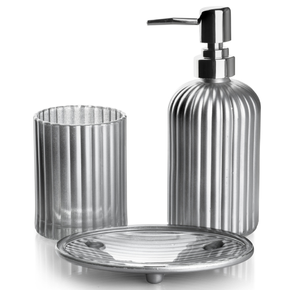Dozownik do mydła w płynie z mydelniczką i kubkiem BATHLAB ARI 400 ml