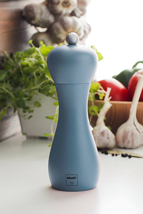 Młynek do pieprzu drewniany ręczny BISETTI RIMINI NIEBIESKI 19 cm